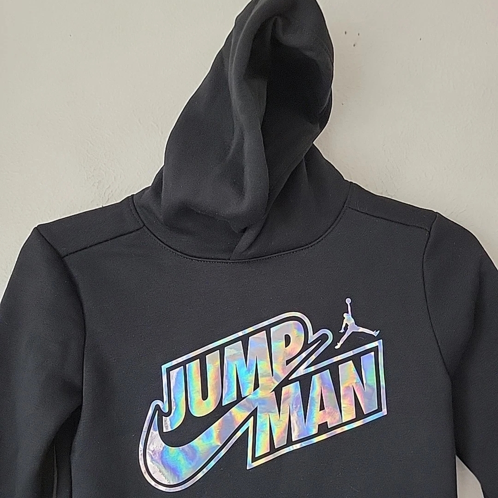 Nike Jordan Black Hoodie with Holographic Jumpman Logo